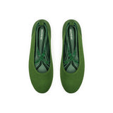 Rhinestone Cross Strap Knit Ballet Flats - Green