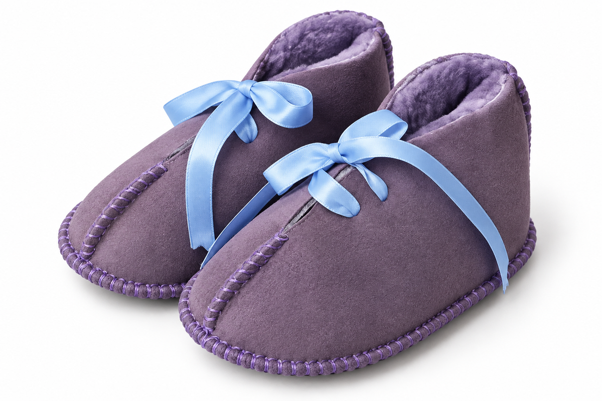 Australian Leather Ugg Infant Ribbon - Lilac LightBlue - Large