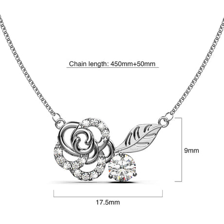 Krystal Couture Rose Petal Pendant Necklace in White Gold Embellished with SWAROVSKI Crystals