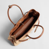Handwoven Raffia Tote Bag - Brown