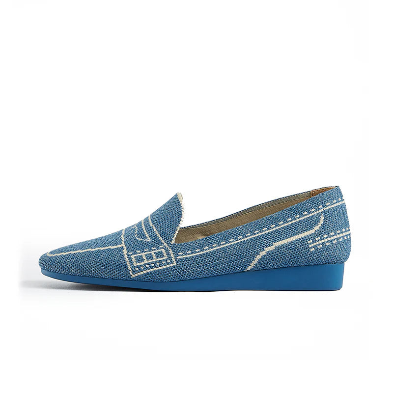 Comfortable Slip On Square Toe Loafers - Denim