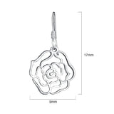 Solid 925 Sterling Silver Highly Polished Rose French Hook Earrings