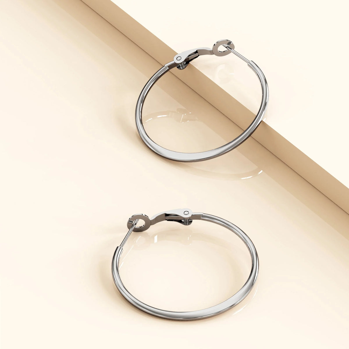 Bullion Gold Semi Flattened Hoop Earrings 30mm