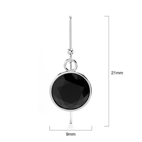 Solid 925 Sterling Silver Bezel CZ Drop Earrings 9mm