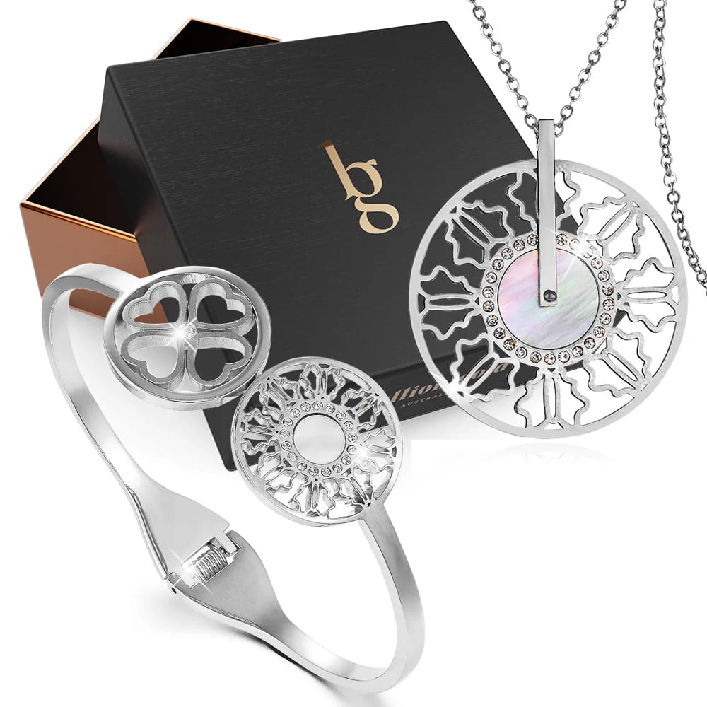 Boxed 2pc White Gold Layered Jewellery Gift Set