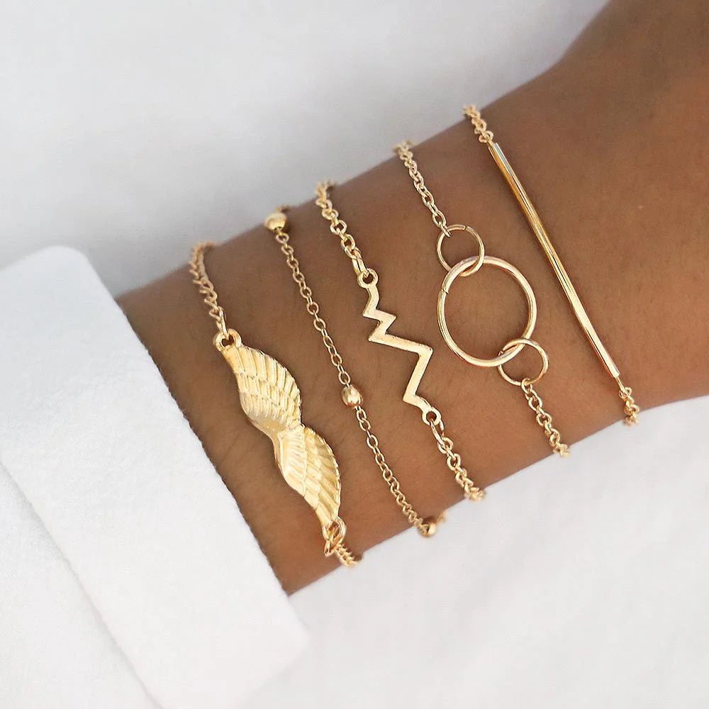 Bohemian 5-Piece Charm Bead Bracelet Set