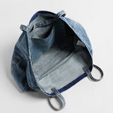 Vintage Washed Denim Large Capacity Tote - Denim