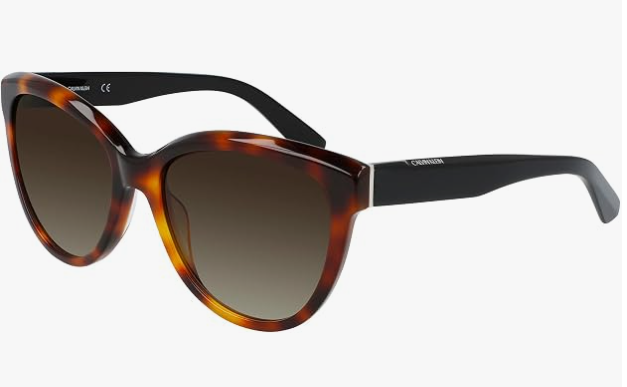 CK Women's Modified Rectangle Full Rim Zyl Sunglasses - Brown Havana
