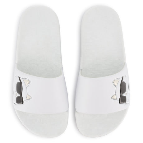 Karl Lagerfeld Girls Fete Musique D3 Aqua Slides - White