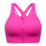 Power On Zip Front Racerback High Impact Sports Bra - Rose
