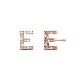 Solid 925 Sterling Silver Glamour Alphabet Letter Earrings Rose Gold
