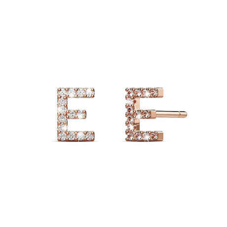 Solid 925 Sterling Silver Glamour Alphabet Letter Earrings Rose Gold