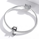 Solid 925 Sterling Silver Jumpy Fun Racoon Pandora Inspired Charm