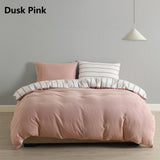 Royal Comfort Hemp Braid Quilt Cover Set - King - Dusk Pink Stripe