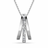 Krystal Couture Sparkly Triple Round Necklace in White Gold Adorned with Swarovski Crystals