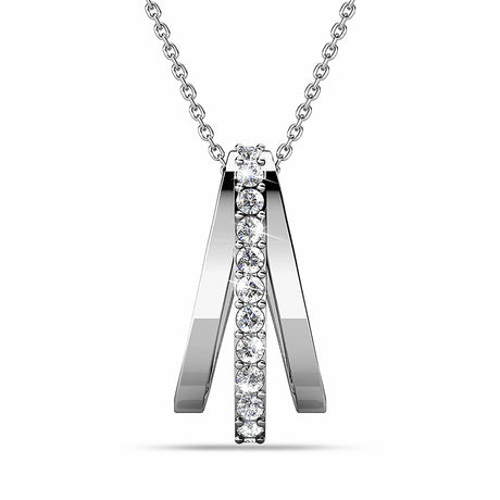 Krystal Couture Sparkly Triple Round Necklace in White Gold Adorned with Swarovski Crystals