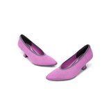 Modish Slip-On Block Heel Pumps - Fuchsia