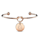 Bullion Gold Fancy Alphabet Letter Initial Bangle in Rose Gold