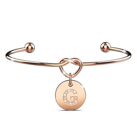 Bullion Gold Fancy Alphabet Letter Initial Bangle in Rose Gold