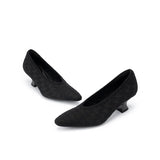 Houndstooth Block Heel Pumps - Black