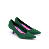 Classy Madam Pointed Toe Kitten Heels - Green