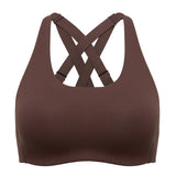 Power On Molded Cup Strappy Racerback Wireless Bra - Brown