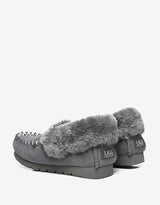 Popo Cow Suede Moccasin in Grey