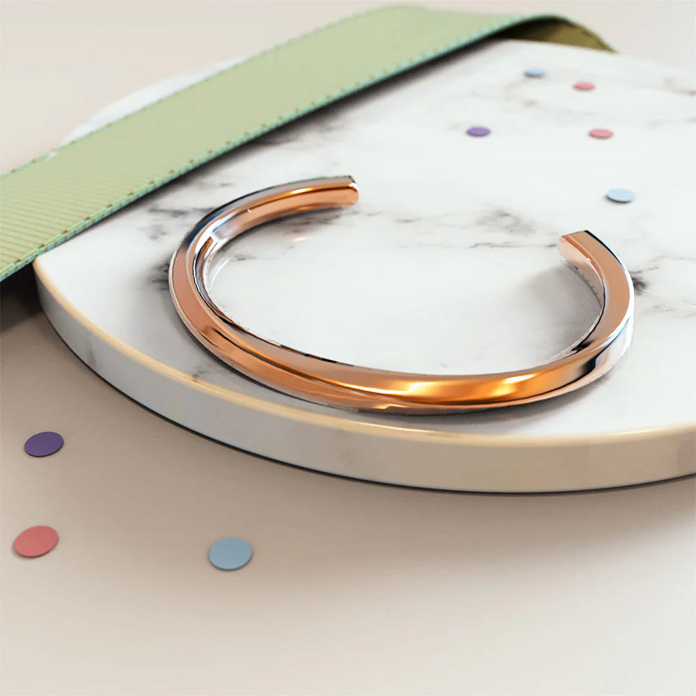 Bullion Gold Lyra Twisted Cuff Bangle in Rose Gold 60mm