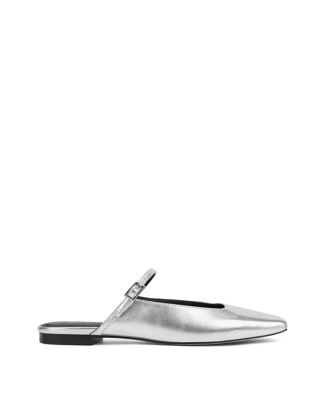 Siren Mary Jane Mules - Silver Metallic Leather