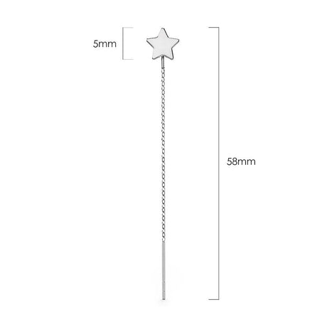 Solid 925 Sterling Silver Star Threader Earrings
