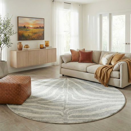 Chrome Savannah Silver Round Rug