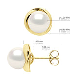 Earrings Yellow Gold - Natural White - Longueur 42 cm