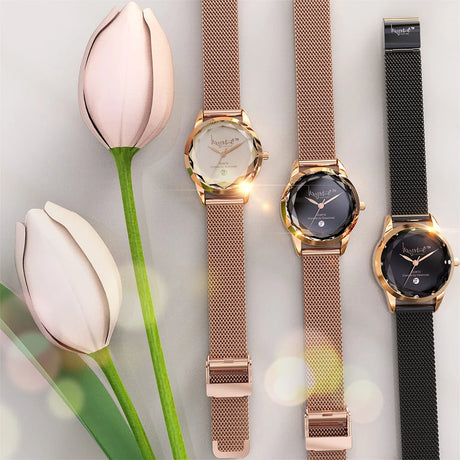 Krystal Couture Krystalline Sleek Gold on Black Watch Embellished with SWAROVSKI® Crystals