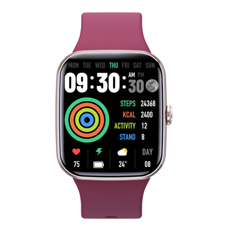 Bluetooth Smart Watch 1.96" TFT Touch Screen Temperature Heart Rate Blood Pressure BT 5.0 - Purple