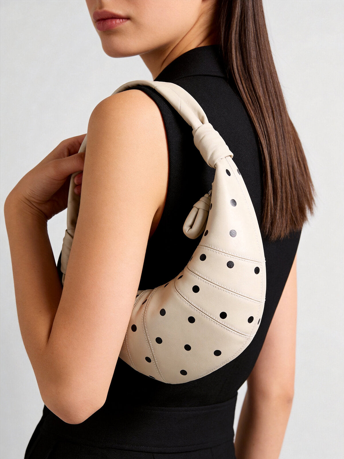 Polka Dot Dumpling Bag - Ivory