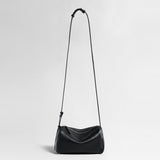 Soft Lambskin Leather Barrel Shoulder Bag - Black