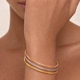 Bullion Gold Solid Golf Bangle 3mm Rhodium Layered