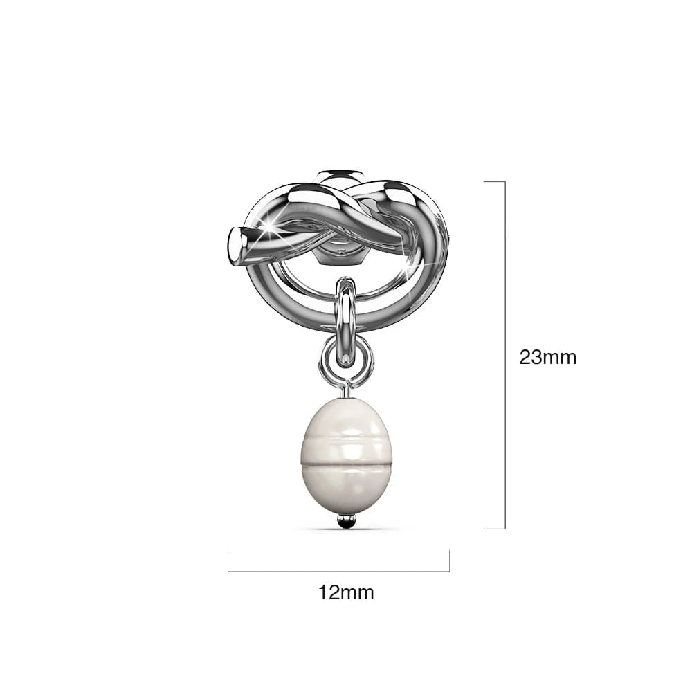 Bullion Gold Forever Knot White Gold Layered Pearl Earrings