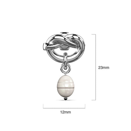 Bullion Gold Forever Knot White Gold Layered Pearl Earrings