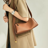 Nalandu Minimalist Leather Baguette Shoulder Bag - Brown