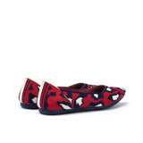 Leopard Print Pointed Toe Work Shoes - Red