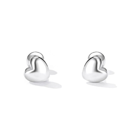 Solid 925 Signature Silver Queen of Hearts Stud Earrings