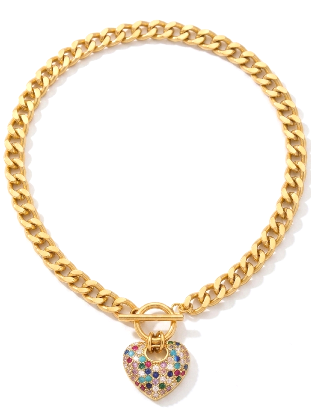Liv Oliver 18K Gold Multi Color Charm Necklace