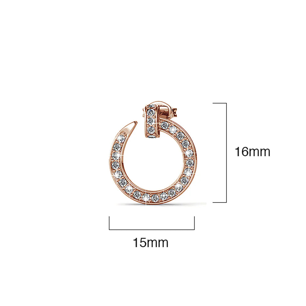 Krystal Couture Rose Gold Dazzling Pave Set Open Circle Stud Earrings Embellished with Swarovski Crystals