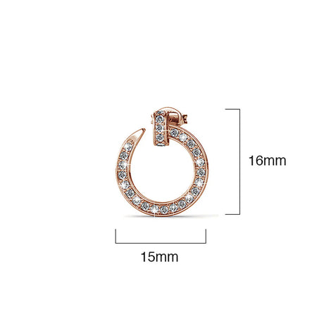Krystal Couture Rose Gold Dazzling Pave Set Open Circle Stud Earrings Embellished with Swarovski Crystals