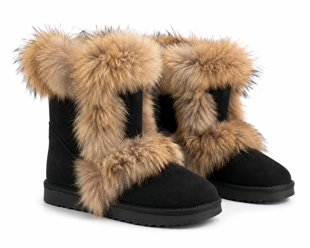 Australian Leather Ugg Fozy Short Uggs - Black - AU7