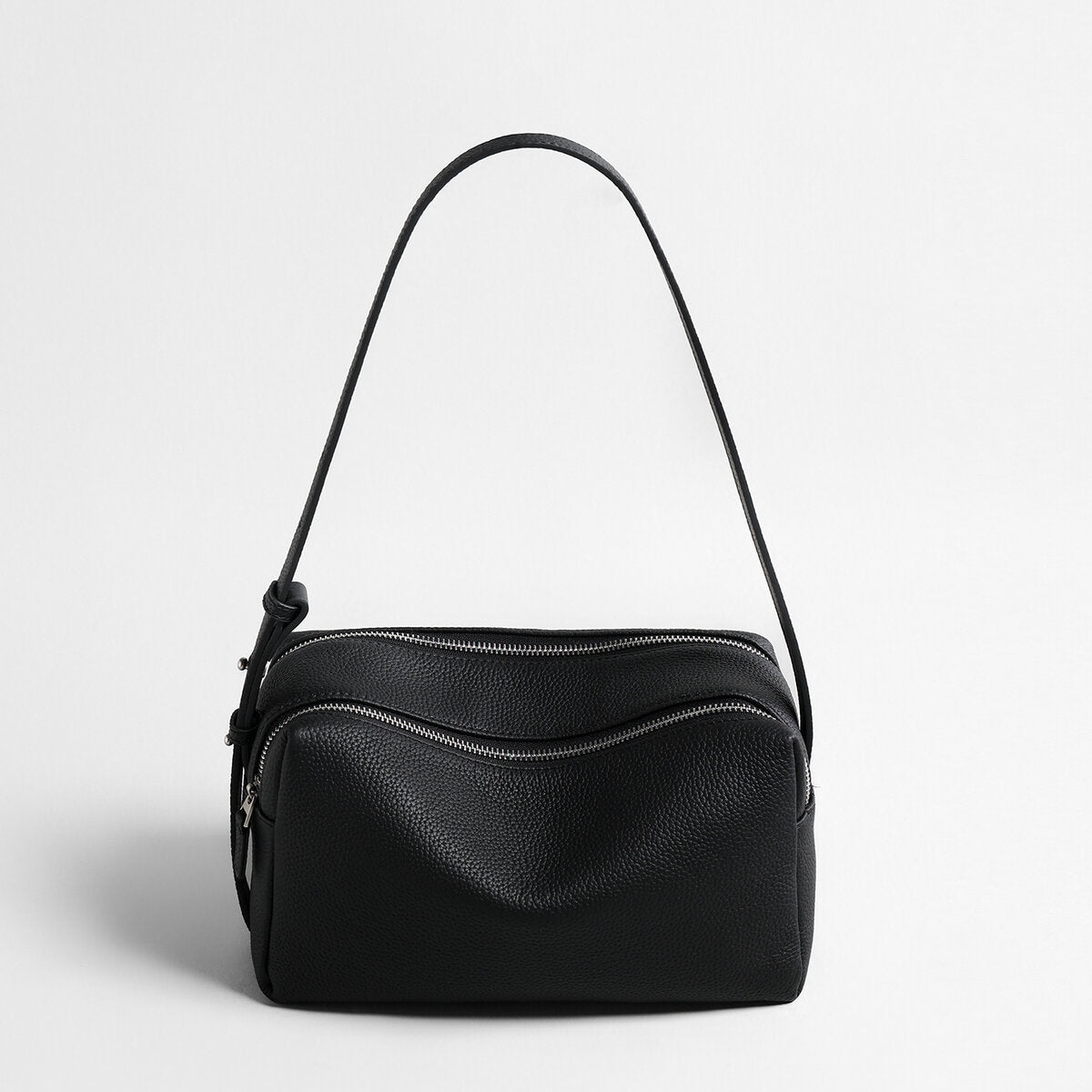 Pebbled Calfskin Bowling Bag - Black