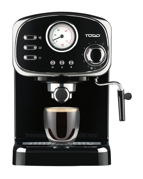 TODO Espresso Coffee Machine Maker Automatic 15 Bar Pump 1.25L - Black