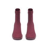 Stretch Knit Sock Boots - Wine