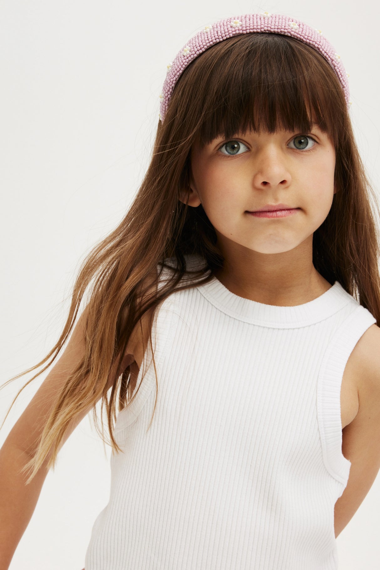 Cotton On Kids Girls Fitted Essential Tank - White Rib